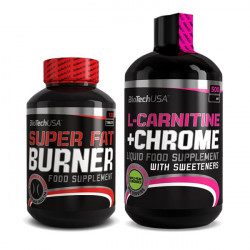 BioTech USA - Super Fat Burner 120 kaps. + L-carnitine + Chrom 500ml + Iso Whey Zero 25g