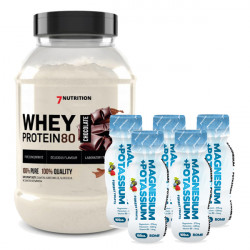 5x 7Nutrition Magnesium Potasium Shot - 100ml + 7Nutrition Whey Protein 80 - 2000g - Wanilia-banan