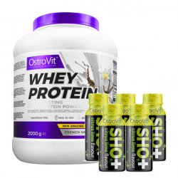 OstroVit Whey Protein - 2000g - Jagoda + 5x OstroVit Shot - 60 ml.