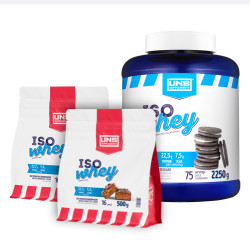 UNS Iso Whey - 2250g - Biała czekolada-Malina + 2x UNS Iso Whey - 500g - Masło Orzechowe Z Bananem