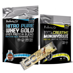 BioTech USA - Nitro Pure Whey Gold 2200g + 100% Creatine Monohydrate 500g + Go Protein Bar 40g