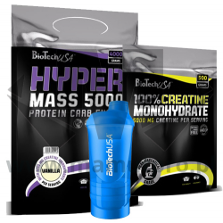 BioTech USA - Hyper Mass 5000 4000g + 100% Creatine Monohydrate 500g + Shaker 600ml