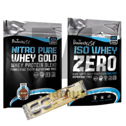 BioTech USA - Nitro Pure Whey Gold 454g + Iso Whey Zero 500g + Go Protein Bar 40g